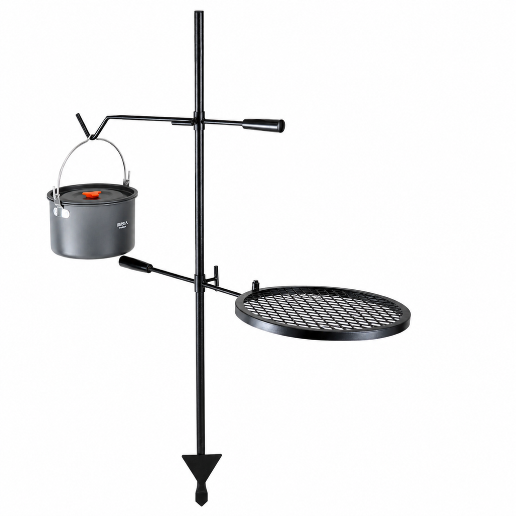 Portable Swivel Campfire Grill Rack Heavy Duty Steel Cooking Grate for Camping Picnic Beach