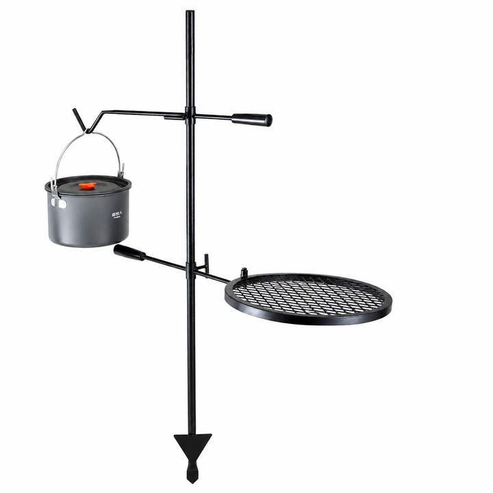 Portable Swivel Campfire Grill Rack Heavy Duty Steel Cooking Grate for Camping Picnic Beach