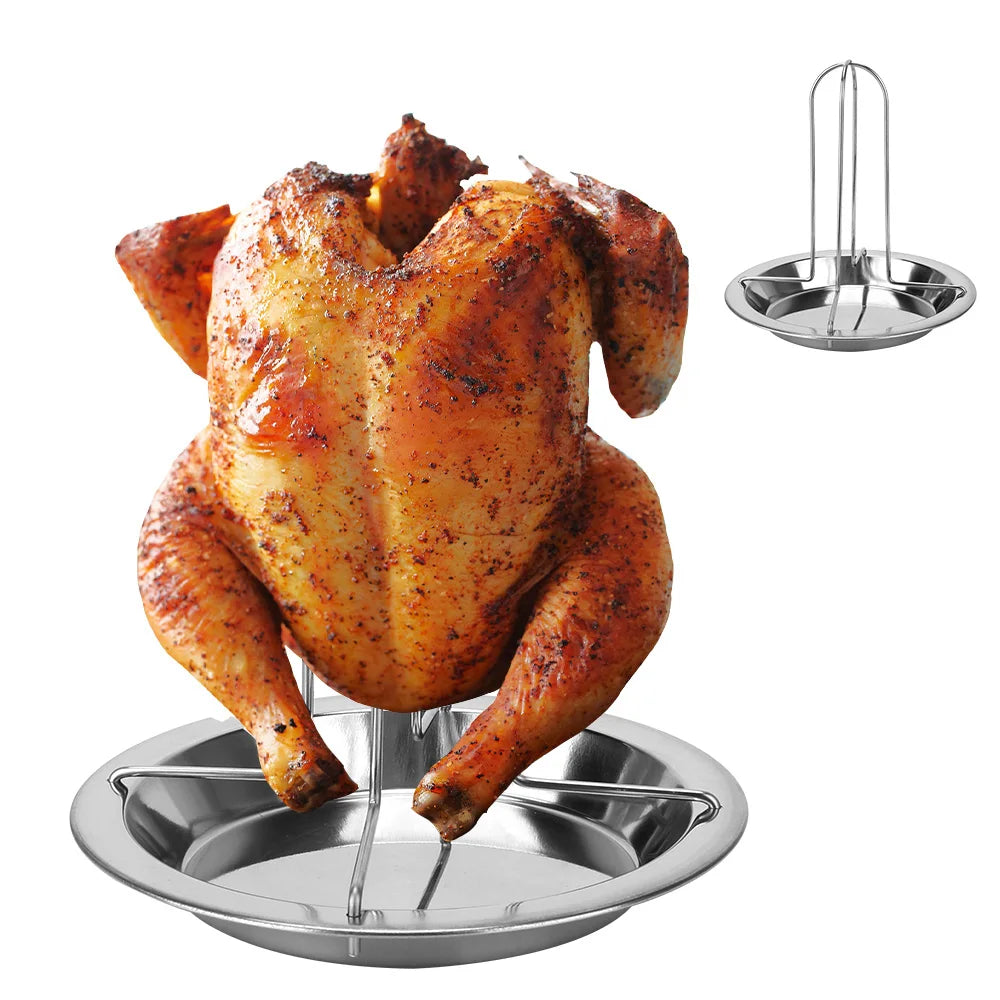 Chicken Roaster Rack Stainless Steel Vertical Grill Stand BBQ Cooking Tool