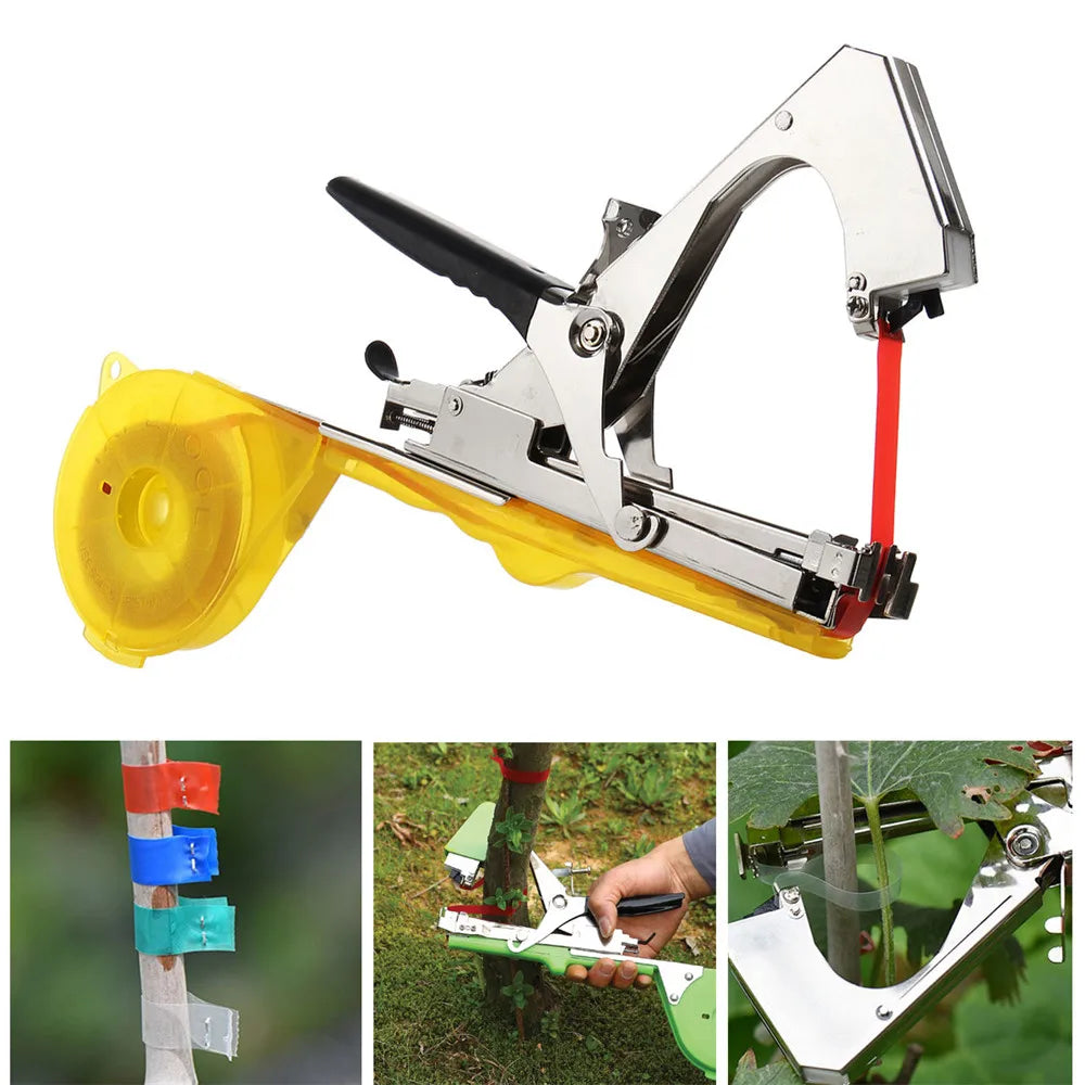 Plant Tapener Tool Garden Plant Tying Machine Kit with 10 Tape Rolls for Vegetable Vine and Flower Support