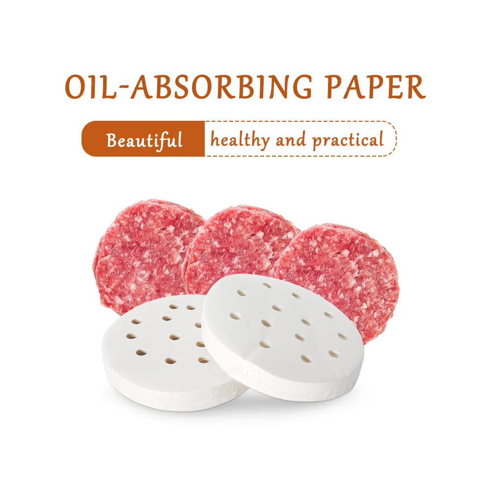 Round Burger Patty Paper Non Stick Oil Absorbing Sheets for Press 150mm