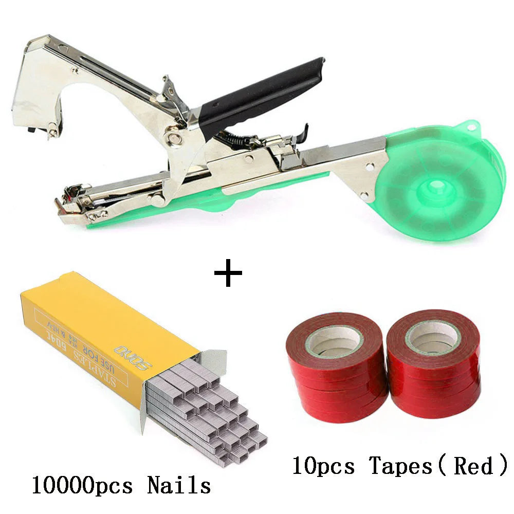 Plant Tapener Tool Garden Plant Tying Machine Kit with 10 Tape Rolls for Vegetable Vine and Flower Support