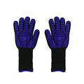 2 Piece BBQ Gloves Blue Heat Resistant Non-Slip Cooking Gloves for Grilling Baking and Outdoor Cooking