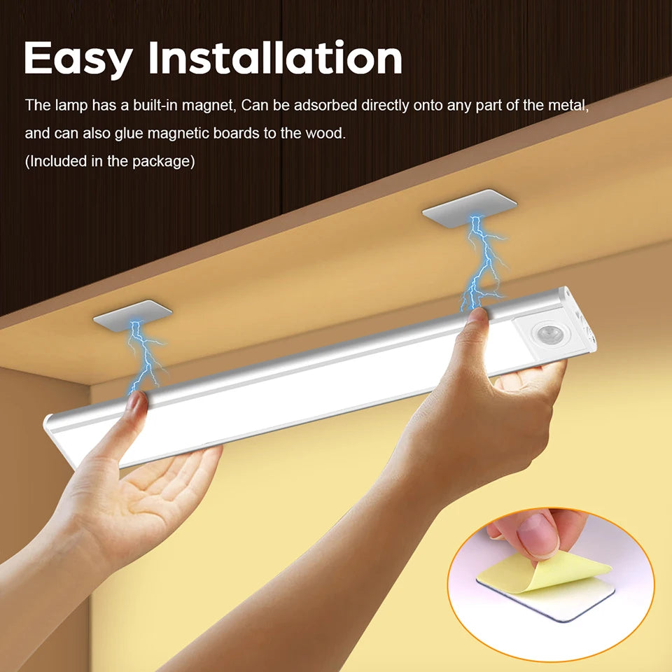 50cm USB Rechargeable Motion Sensor LED Light Bar Magnetic Cabinet Light 3 Colour Modes