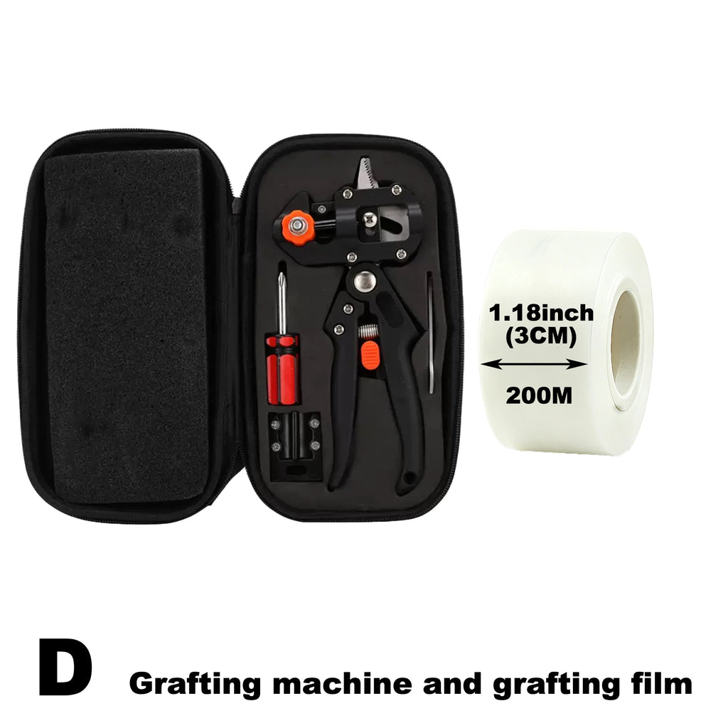 Grafting Pruner Tool Kit with Storage Case and 200m Grafting Film Metal Branch Cutter for Garden Plants