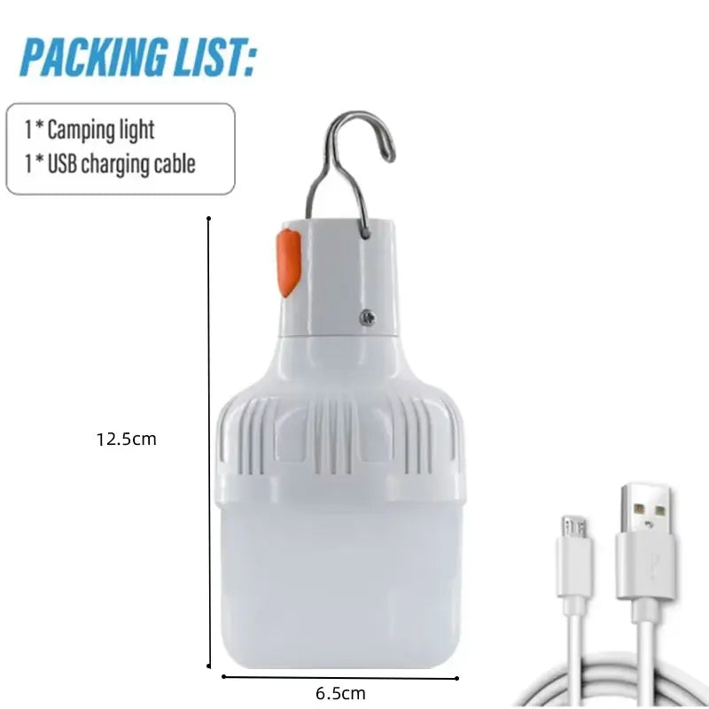 Portable USB Rechargeable LED Hanging Light Bulb for Camping Fishing Emergency