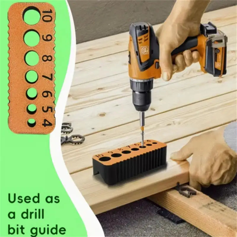 Drill Guide Block Orange for 4mm to 10mm Holes Precision Drilling Jig Tool for Woodworking and DIY Projects