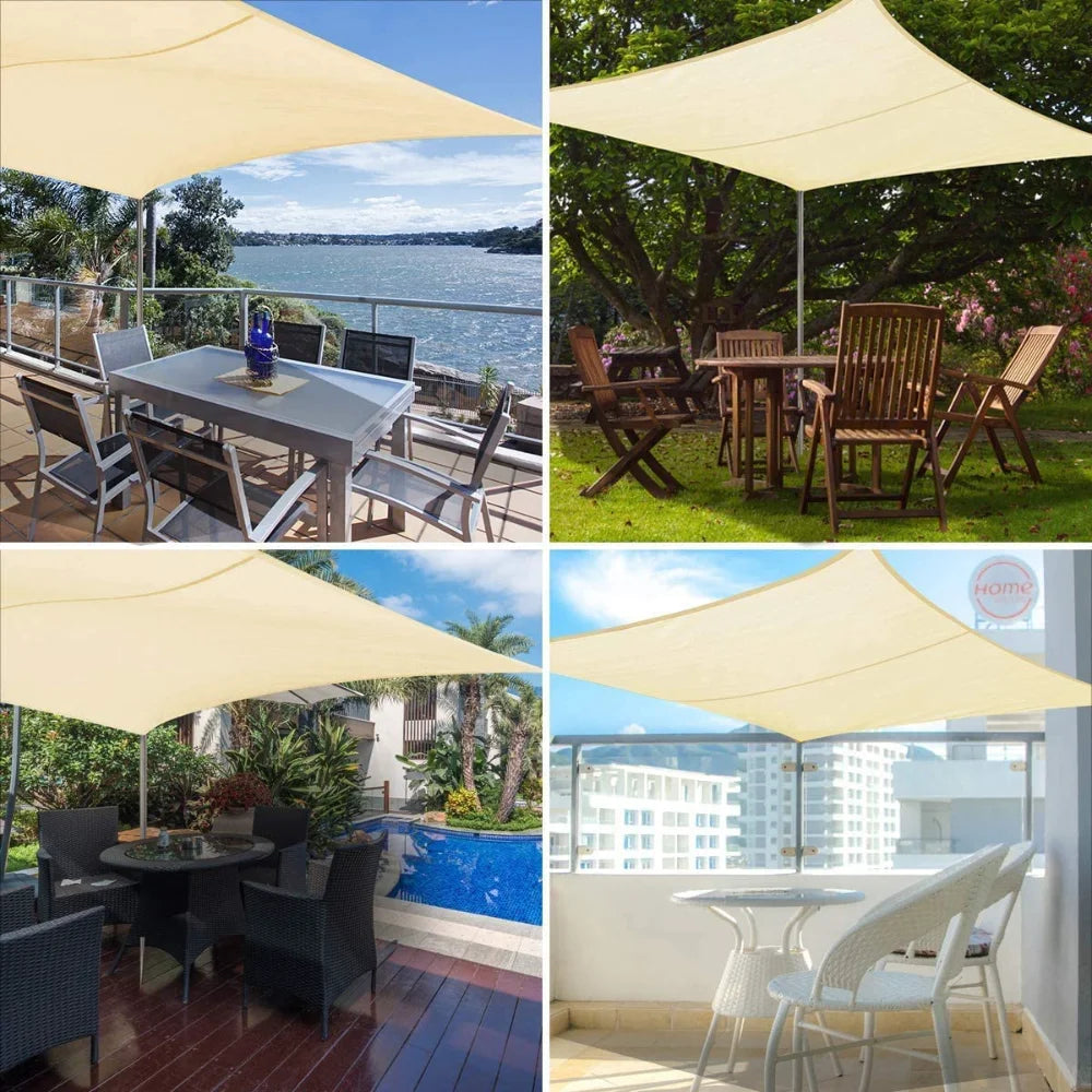 Waterproof Sun Shade Sail Cream White 3 × 4 m Rectangle Canopy with 98% UV Protection for Garden Patio and Pool