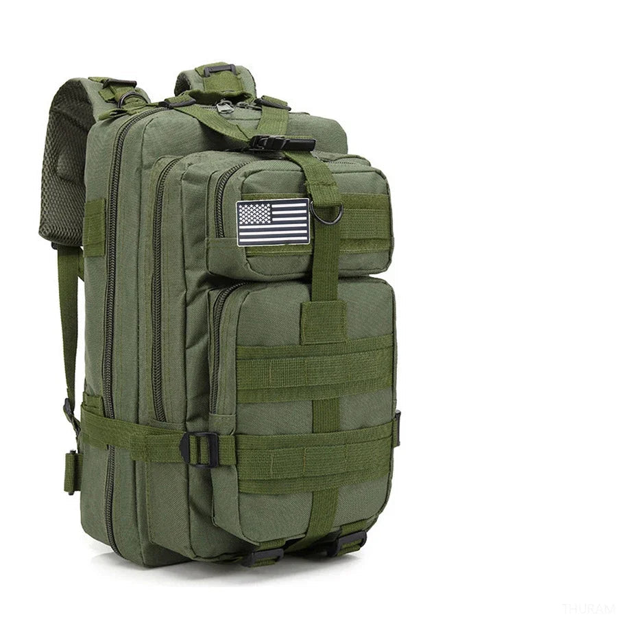 25L Green Waterproof Tactical Backpack with Molle Webbing for Hiking Camping Trekking and Travel