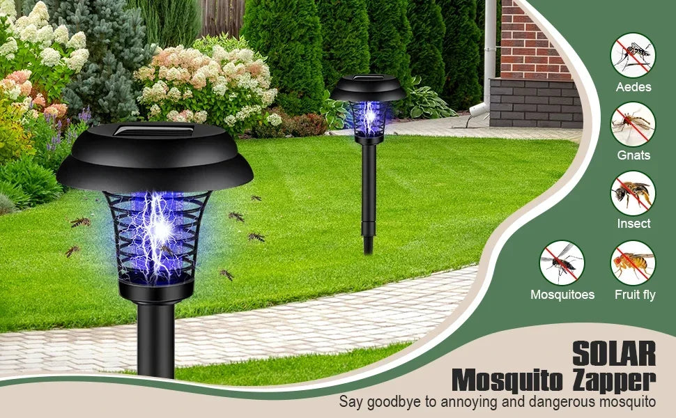 1 Piece Solar Mosquito Killer Lamp Waterproof Outdoor Garden Bug Zapper Light for Patio Camping and Yard