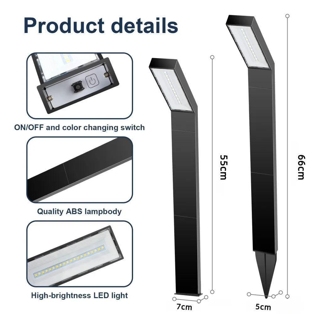 4 Pack Solar Pathway Lights Outdoor 3 Color Modes Waterproof Garden Lawn LED Lights