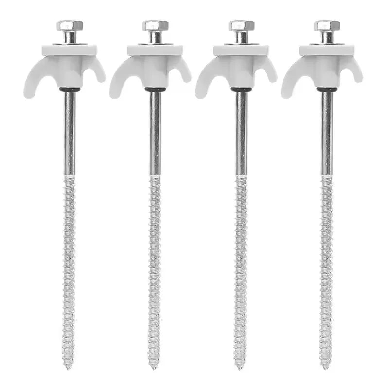 4 Piece White Tent Stakes Heavy Duty Carbon Steel Spiral Ground Anchors for Camping Canopies and Tarps