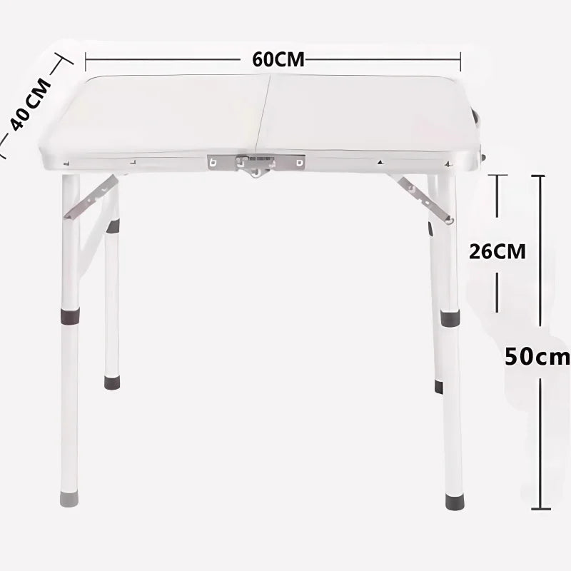 Portable White Foldable Camping Table Adjustable Height Aluminum Alloy Picnic Table for Hiking Fishing and Outdoor Use