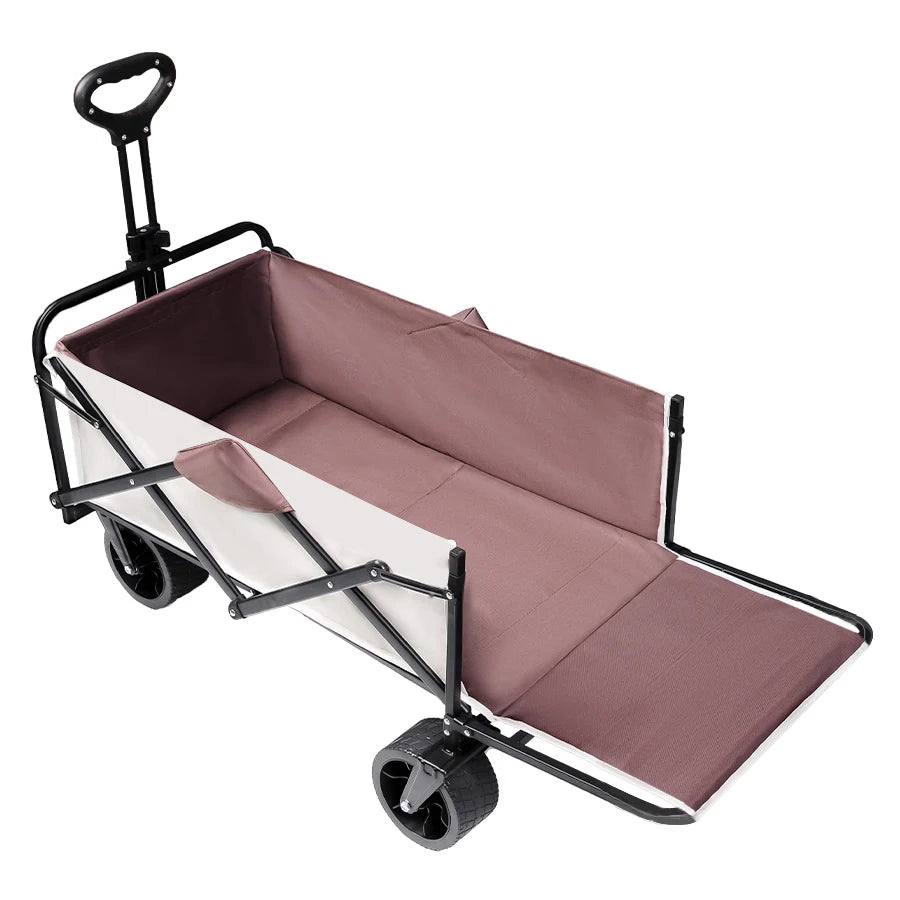 Foldable Utility Wagon Cart Large Capacity Outdoor Trolley for Beach Garden Camping