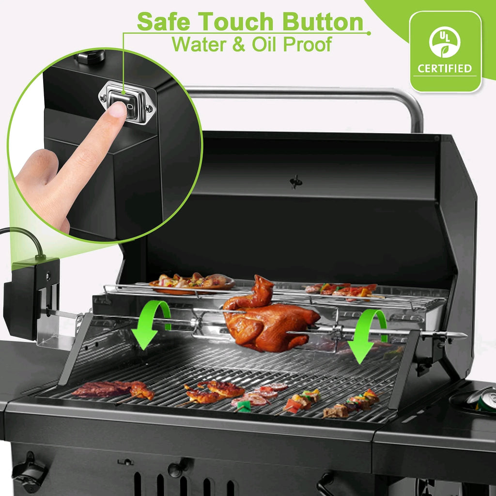 Heavy Duty Rotisserie Grill Kit with Motor 15kg Load Stainless Steel BBQ Set