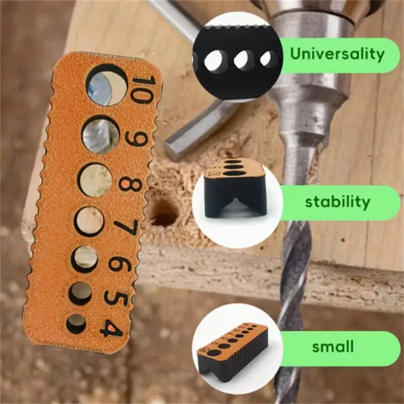 Drill Guide Block Orange for 4mm to 10mm Holes Precision Drilling Jig Tool for Woodworking and DIY Projects