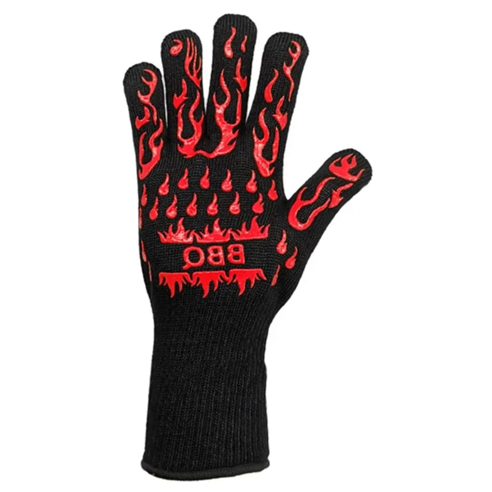 1 Piece BBQ Gloves Red Heat Resistant Non-Slip Cooking Gloves for Grilling Baking and Outdoor Cooking
