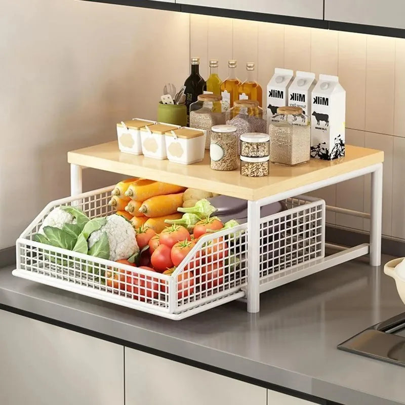 Multifunctional Kitchen Storage Shelf White Organizer Rack for Microwave Pantry Bathroom and Garage