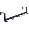 5 Hook Over Door Hanger Clothes Bag Storage Rack No Drill Iron Black