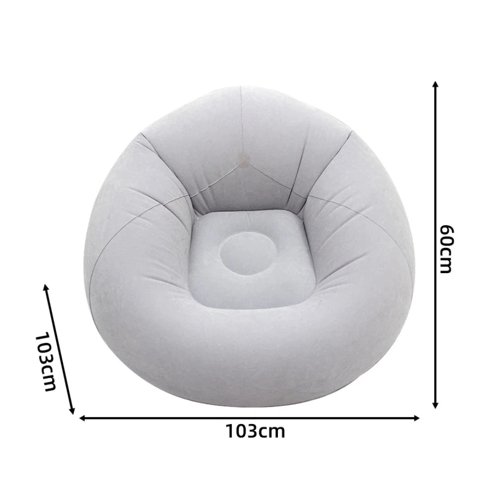 Light Gray Inflatable Air Sofa Chair Portable PVC Lounge Seat for Outdoor Camping and Living Room