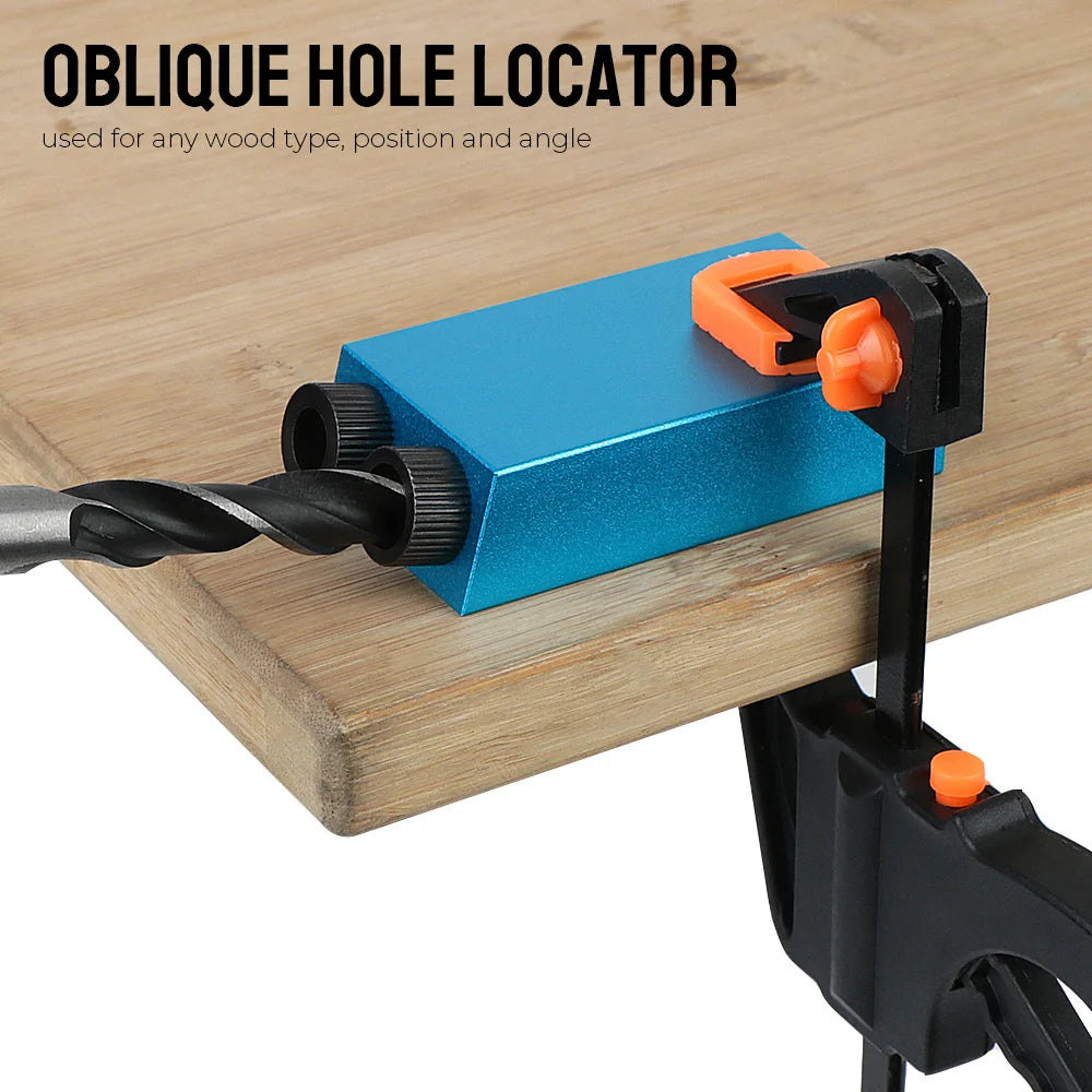 15 Piece Pocket Hole Jig Kit 15 Degree Wood Drilling Guide Locator for Woodworking and DIY Projects