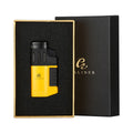 Yellow 4 Jet Torch Lighter with Built-In Punch and Gift Box