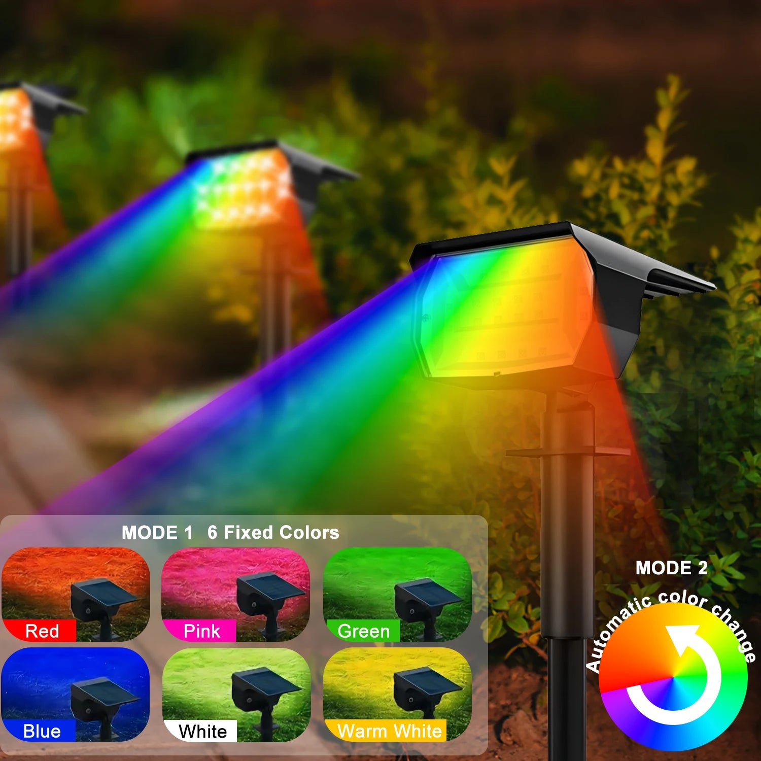 20LED RGB Solar Powered Garden Pathway Light Waterproof Outdoor Landscape Lamp