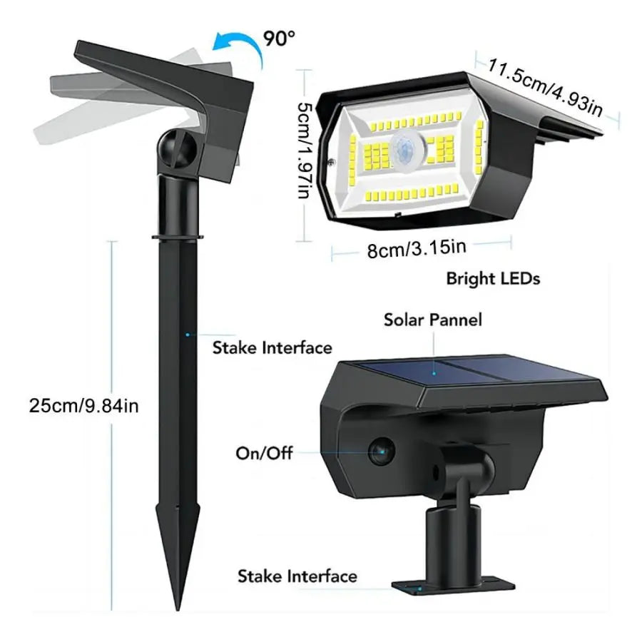 56LED White Light Solar Powered Motion Sensor Garden Light Waterproof Outdoor Pathway Lamp