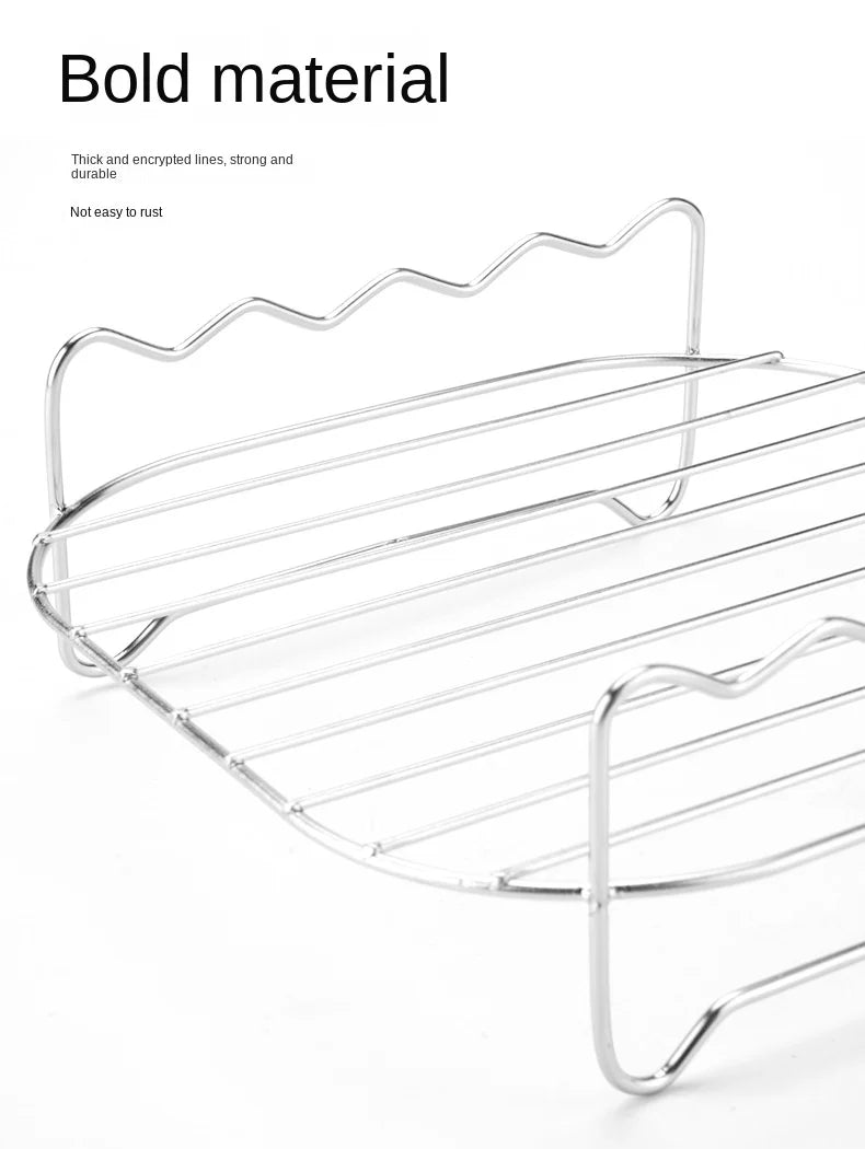 Stainless Steel Square Grill Rack with Skewers for BBQ Air Fryer and Steamer