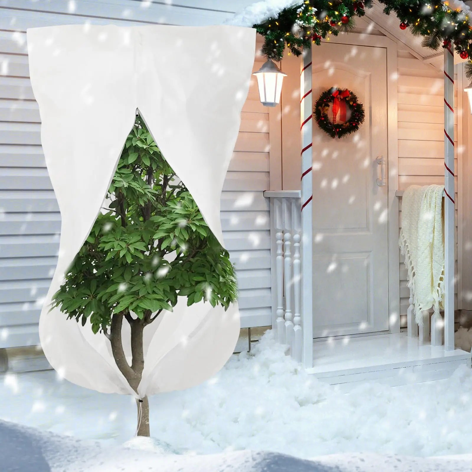 Plant Frost Protection Cover White 80 × 120 cm Non-Woven Plant Cover with Drawstring for Trees and Shrubs