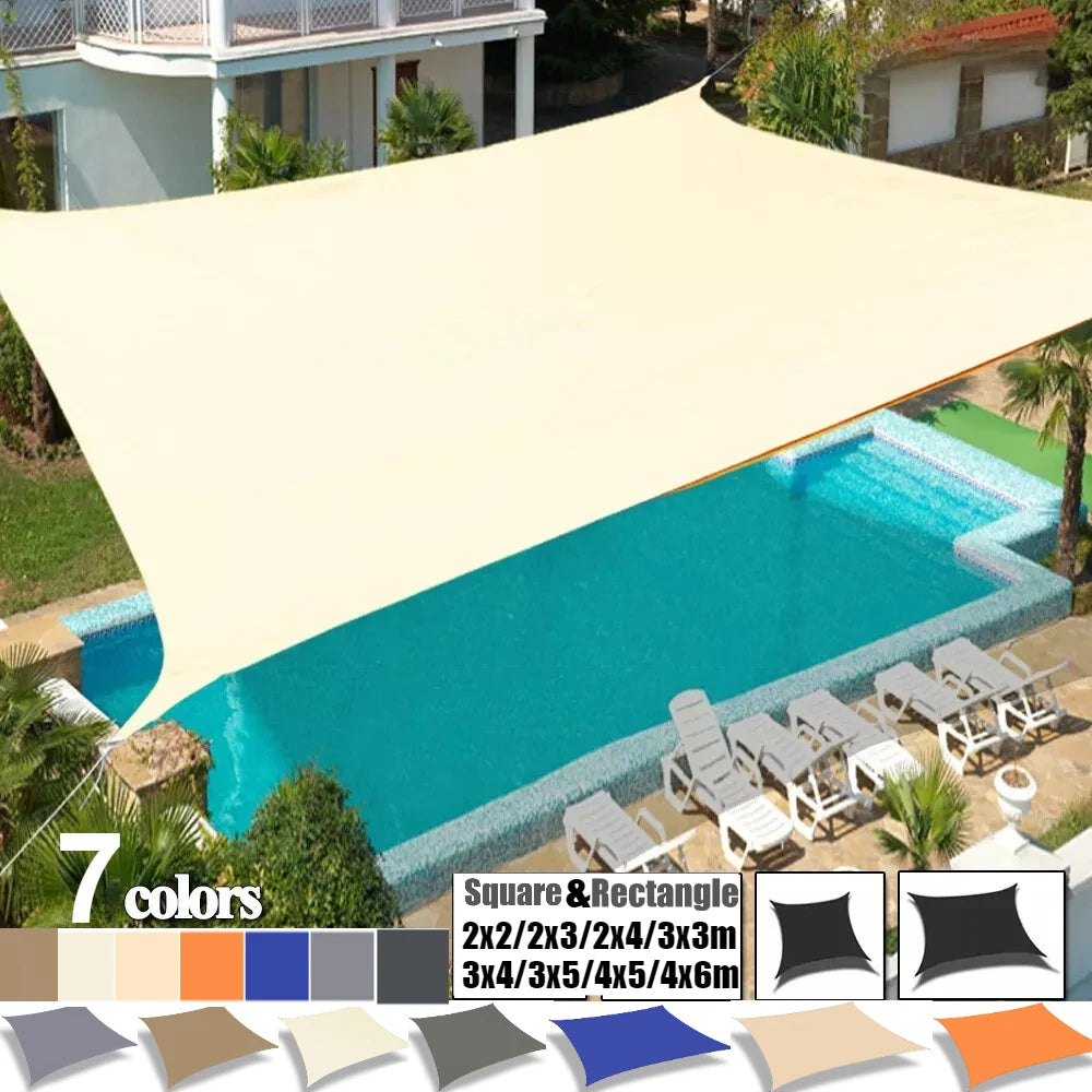Waterproof Sun Shade Sail Cream White 3 × 4 m Rectangle Canopy with 24 Piece Mounting Hardware Kit