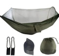 Portable Outdoor Hammock with Integrated Mosquito Net Army Green Camping Hanging Bed