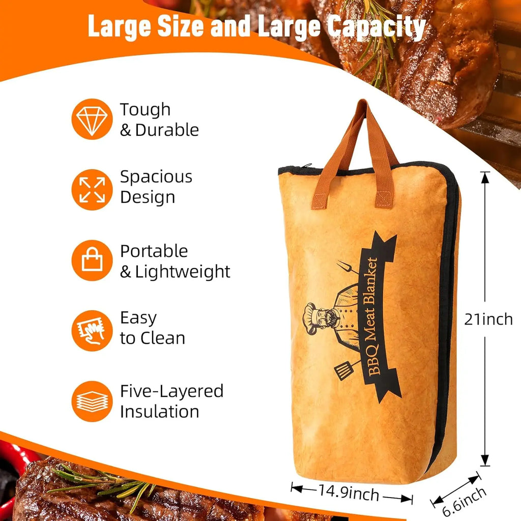 21 Inch Large BBQ Meat Resting Bag Insulated Thermal Storage Blanket for Brisket Beef Pork and Turkey