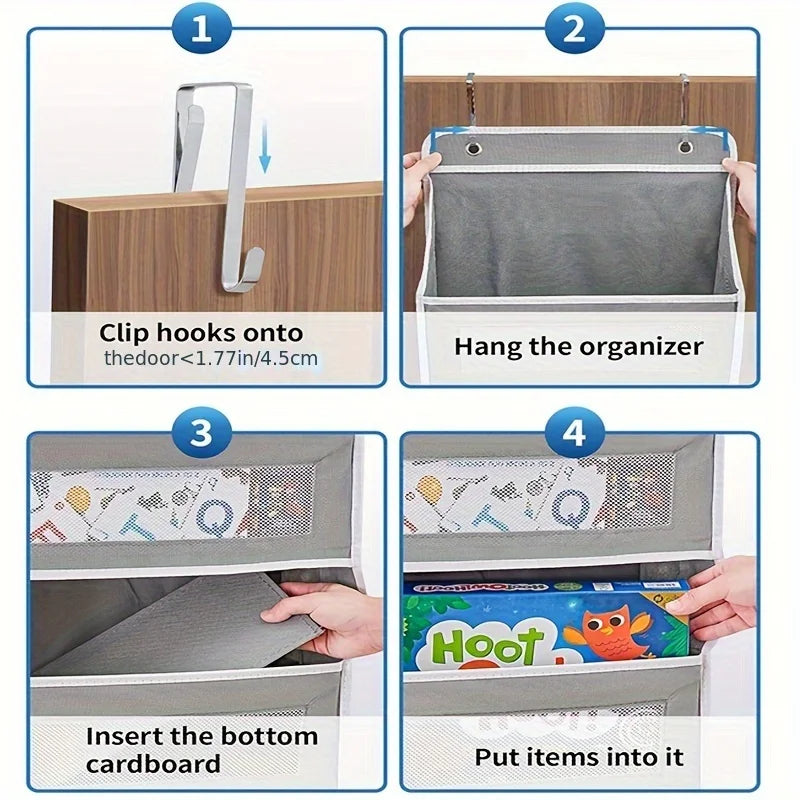 5 Shelf Gray Hanging Storage Organizer Over Door 5 Pocket Rack