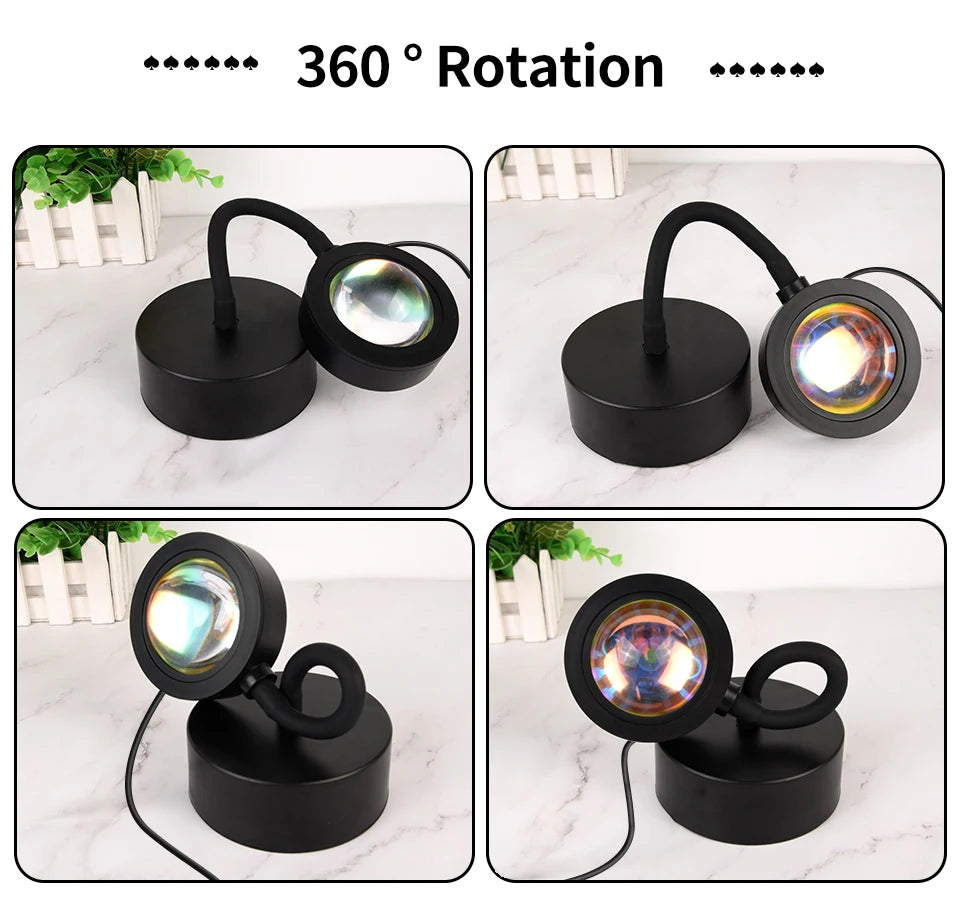 Smart RGB Sunset Projection Lamp with App Control Remote and USB Powered Mood Lighting