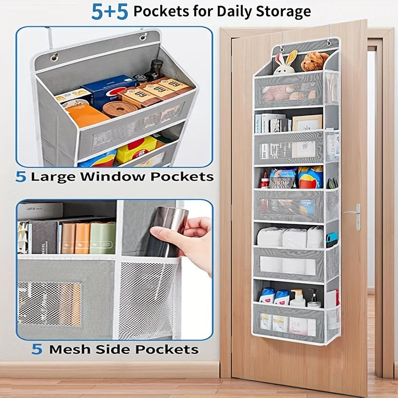 5 Shelf Gray Hanging Storage Organizer Over Door 5 Pocket Rack