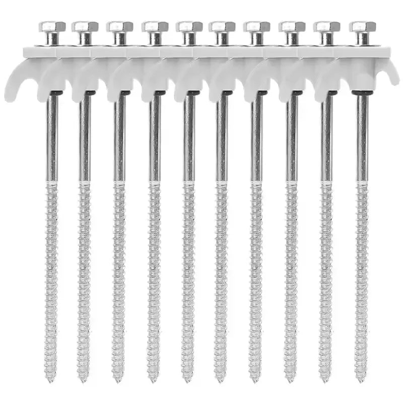 10 Piece White Tent Stakes Heavy Duty Carbon Steel Spiral Ground Anchors for Camping Canopies and Tarps