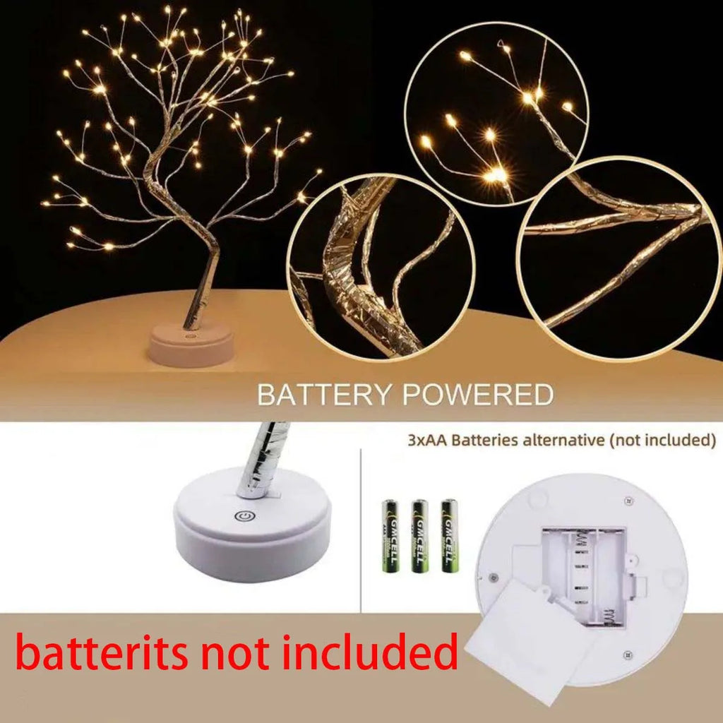 108 LED Tree Lights Warm White USB or Battery Operated Decorative Table Lamp for Home Party and Holiday Decor