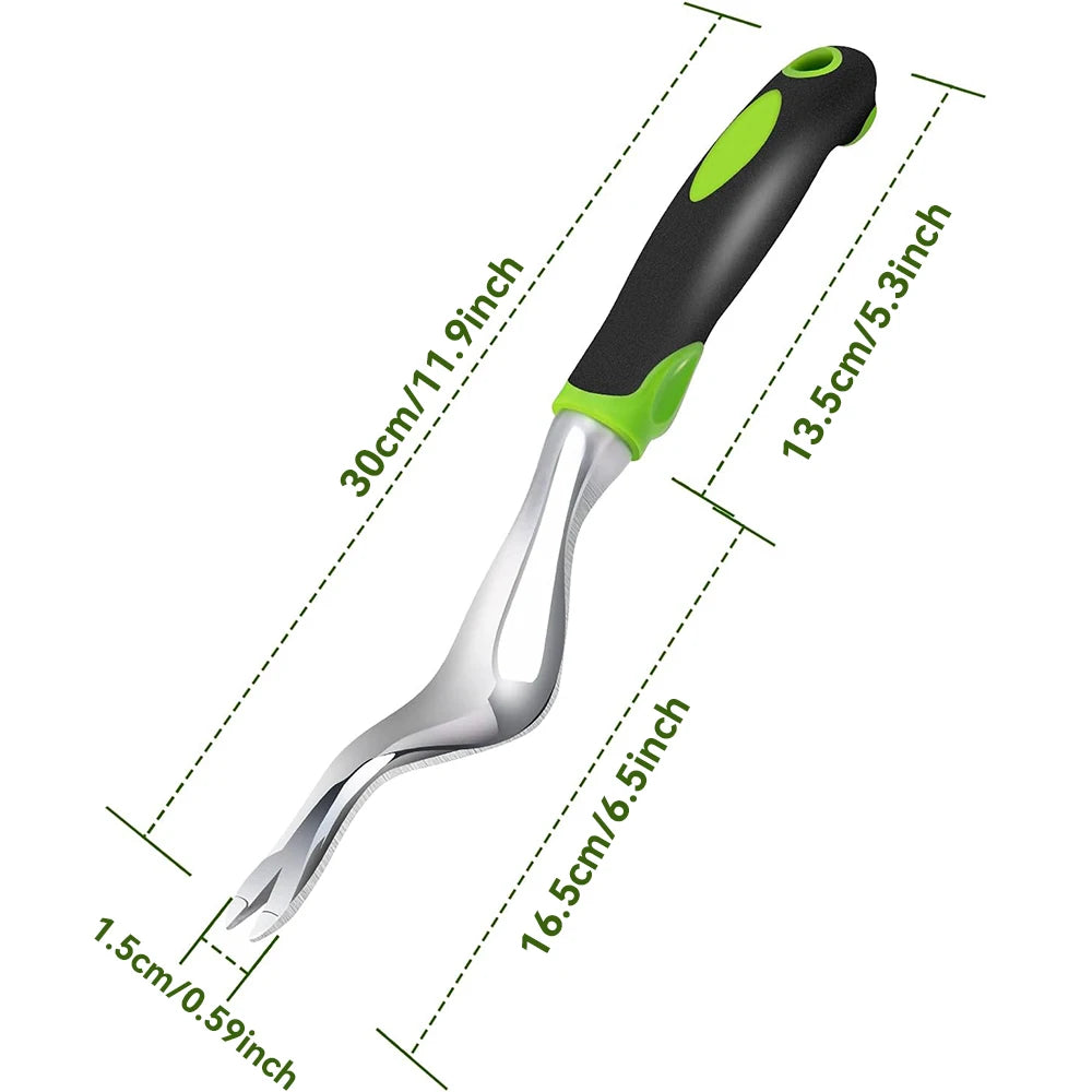 Hand Weeder Tool Green Aluminium Alloy Weed Puller with Ergonomic Handle for Garden Lawn and Farmland