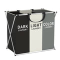 Triple Grid Foldable X-Frame Laundry Hamper Clothes Sorter Basket with Handles