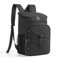 Large Capacity Black Insulated Backpack Lunch Bag with Multiple Compartments for Camping Picnics and Travel
