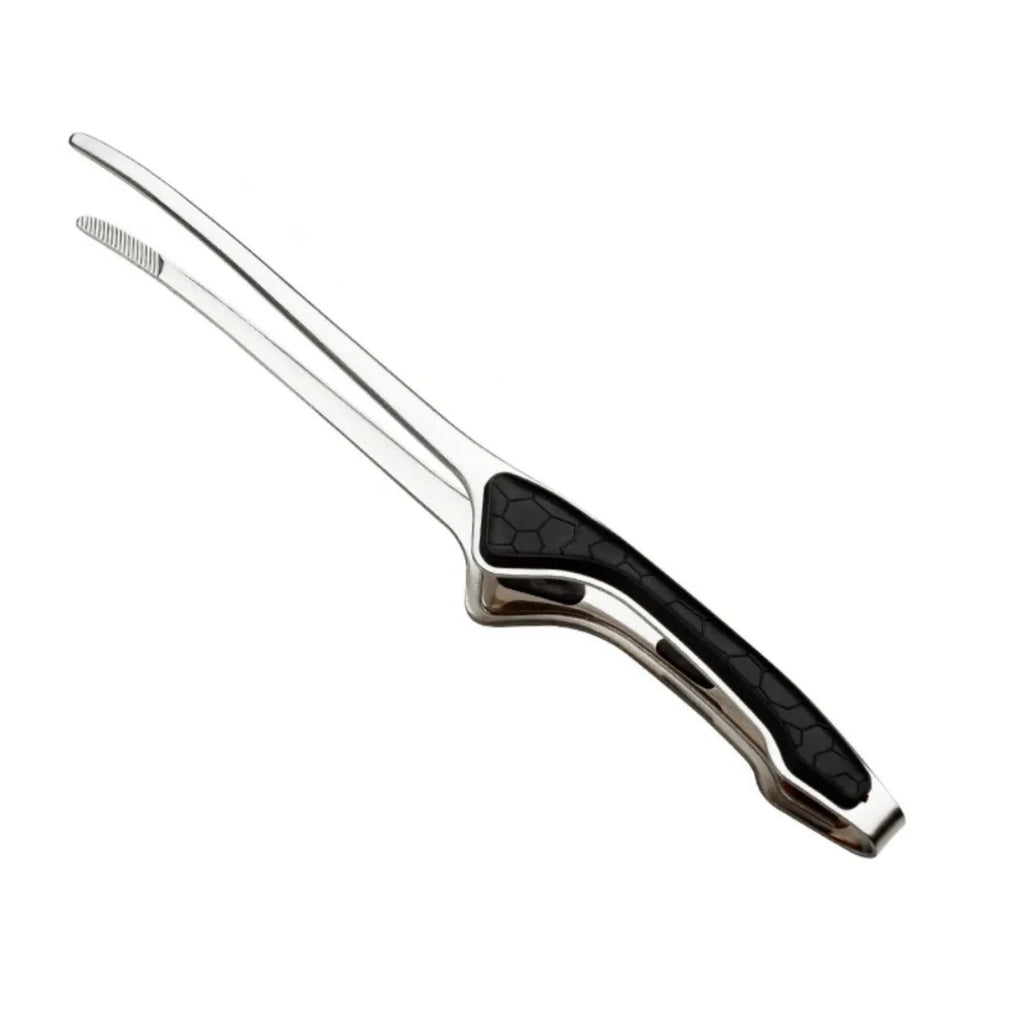 Black Silver Stainless Steel BBQ Tongs Non-Slip Cooking Food Clip