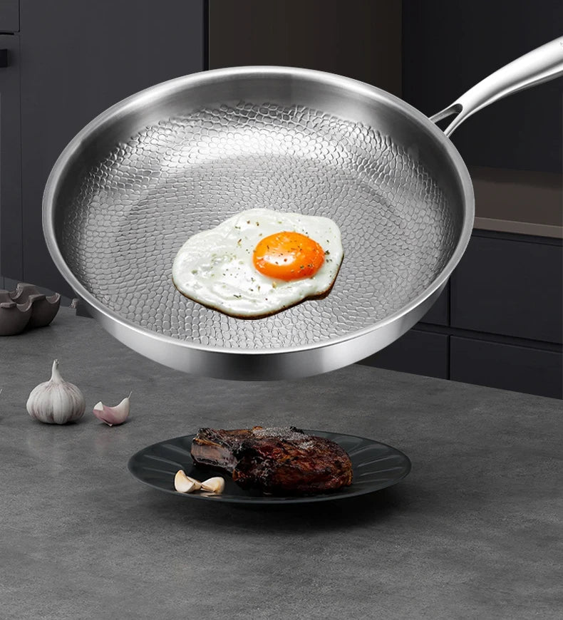 26cm Pure Titanium Frying Pan with Hammer Pattern Surface for Induction and Gas Cooktops
