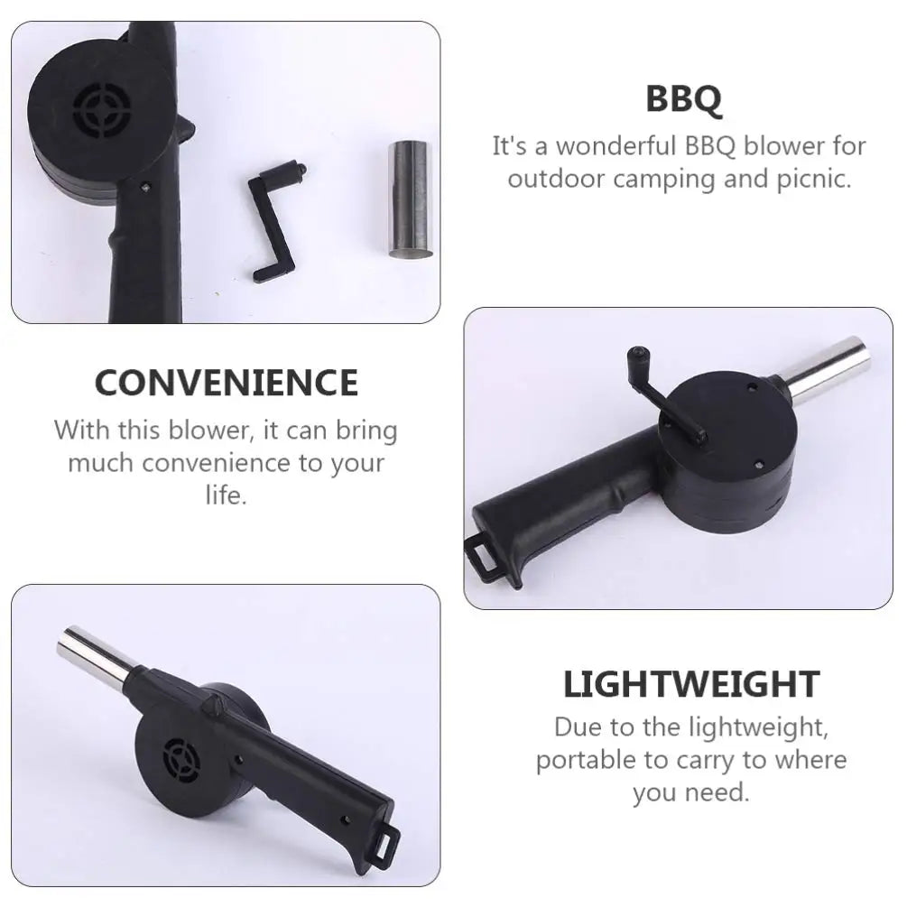 Mini Hand Crank BBQ Air Blower Portable Fire Fan for Grill Camping Outdoor Cooking