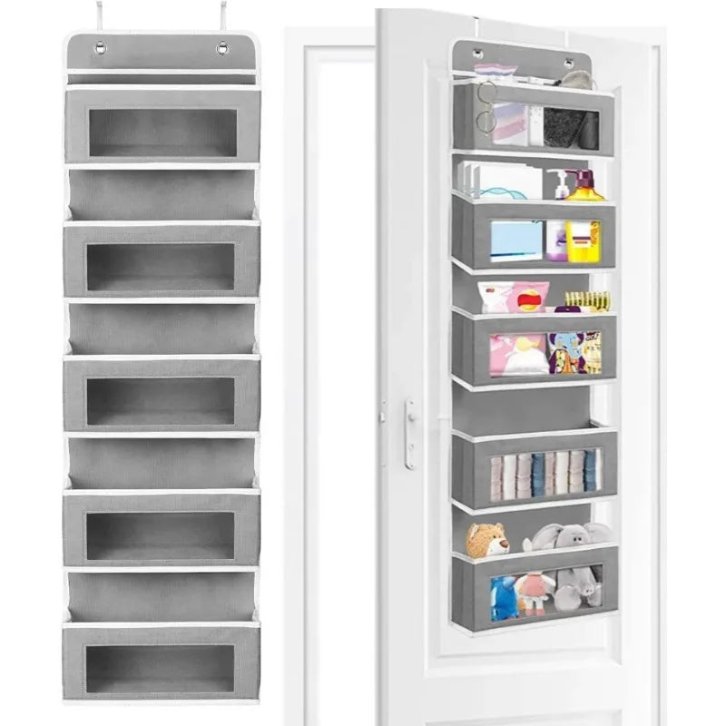 5 Shelf Gray Hanging Storage Organizer Over Door 5 Pocket Rack