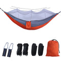 Portable Double Camping Hammock with Mosquito Net Grayish Orange Outdoor Travel Hammock