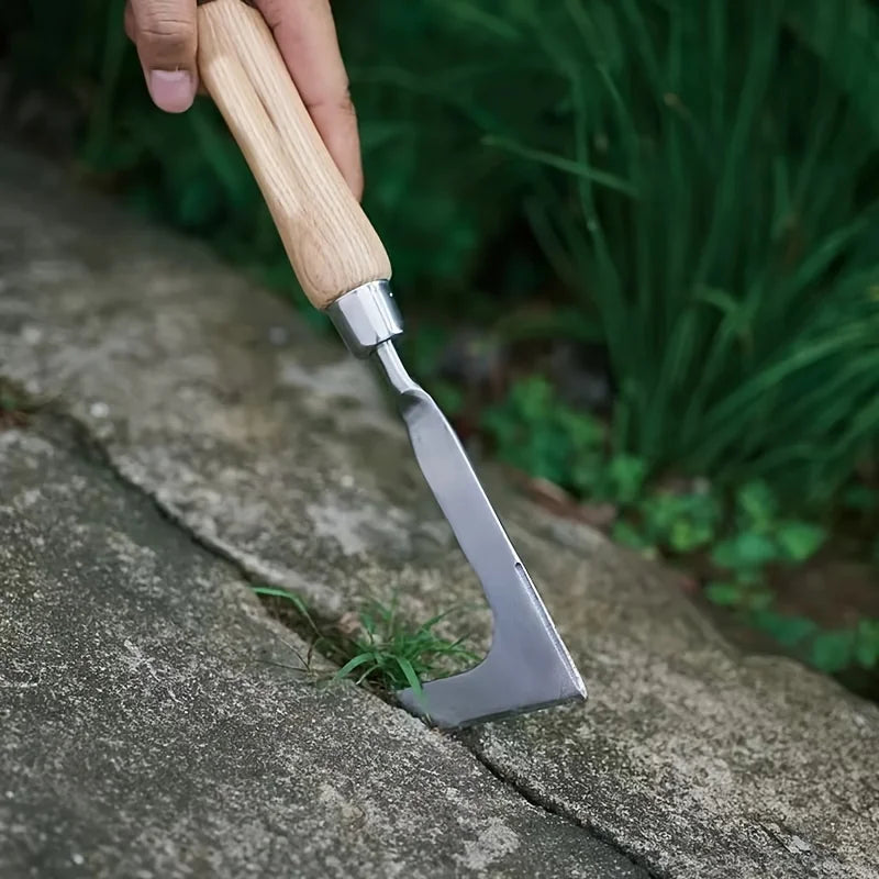 L-Shaped Stainless Steel Weeding Tool Manual Garden Weed Remover for Pavement Cracks and Gaps