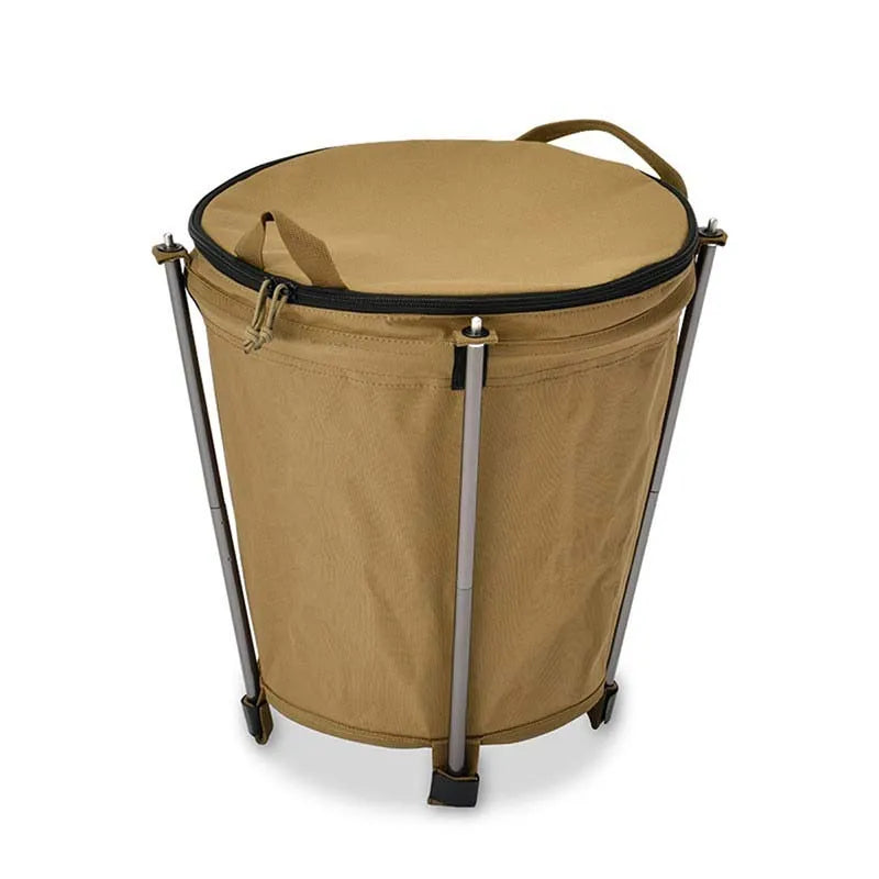 20L Portable Khaki Camping Trash Bin Collapsible Storage Container for Outdoor Use
