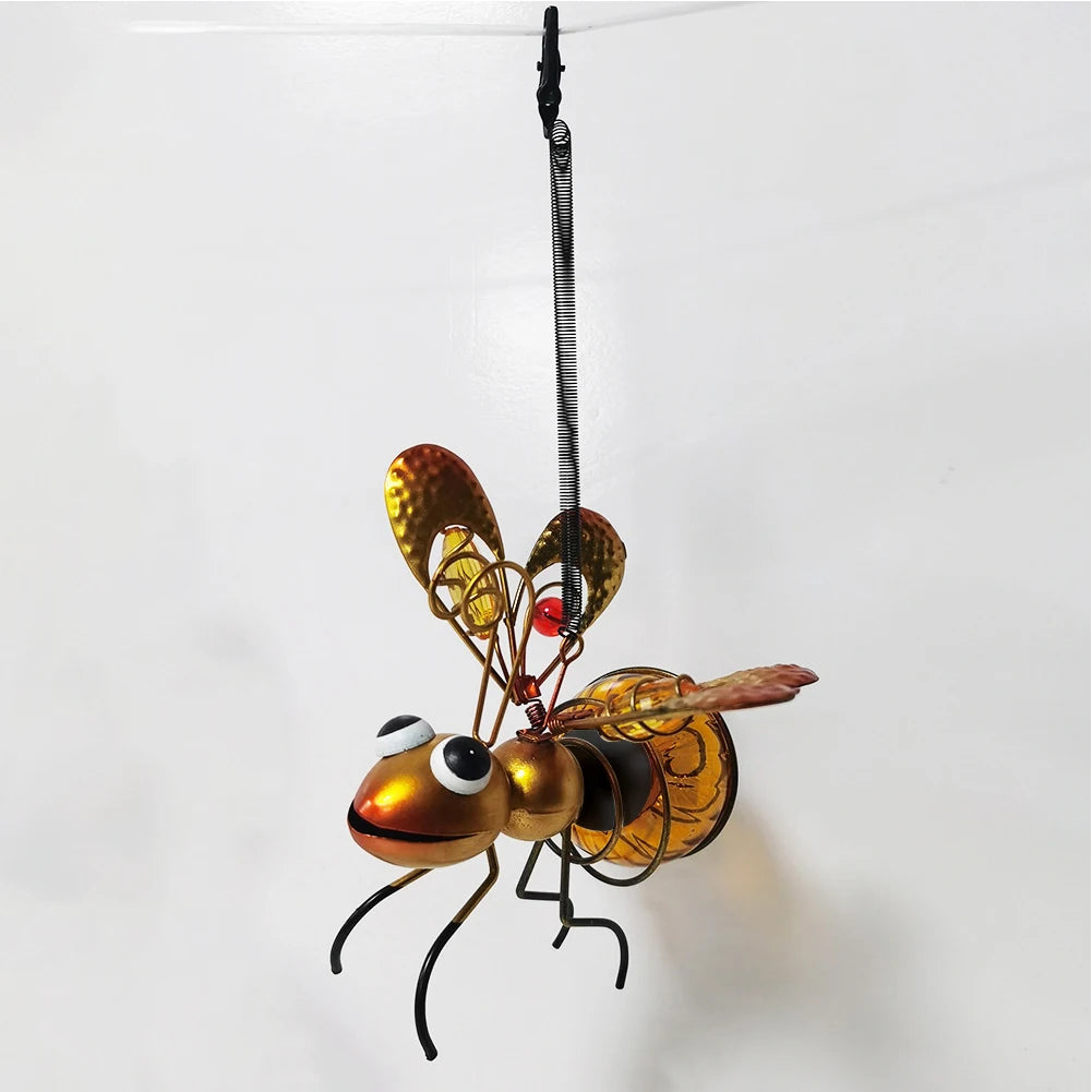 Solar Hanging Bug Light Metal Insect Garden Decor Lamp Outdoor Decorative Light