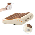 Inflatable Travel Pillow Brown Ergonomic Dual Support Lightweight Portable Pillow for Camping Travel and Home